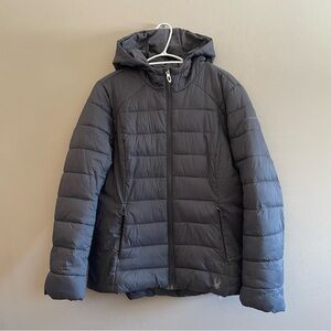 Spyder Women’s Grey Hooded Puffer Jacket - Size Large Like New